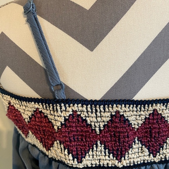 Women’s Maurices Off the Shoulder Smocked Blue Boho Knit Western Dress Medium - Picture 5 of 10